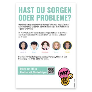 DE: Flyer «Chat mit Gleichaltrigen / auf 147.ch»
