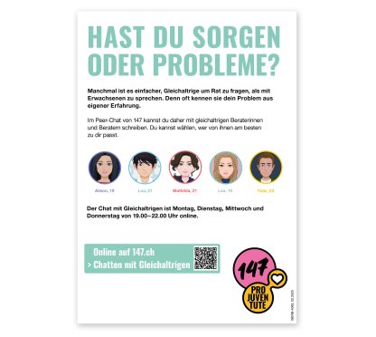 DE: Flyer «Chat mit Gleichaltrigen / auf 147.ch»