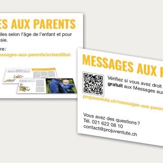 carte de visite messages aux parents Pro Juventute